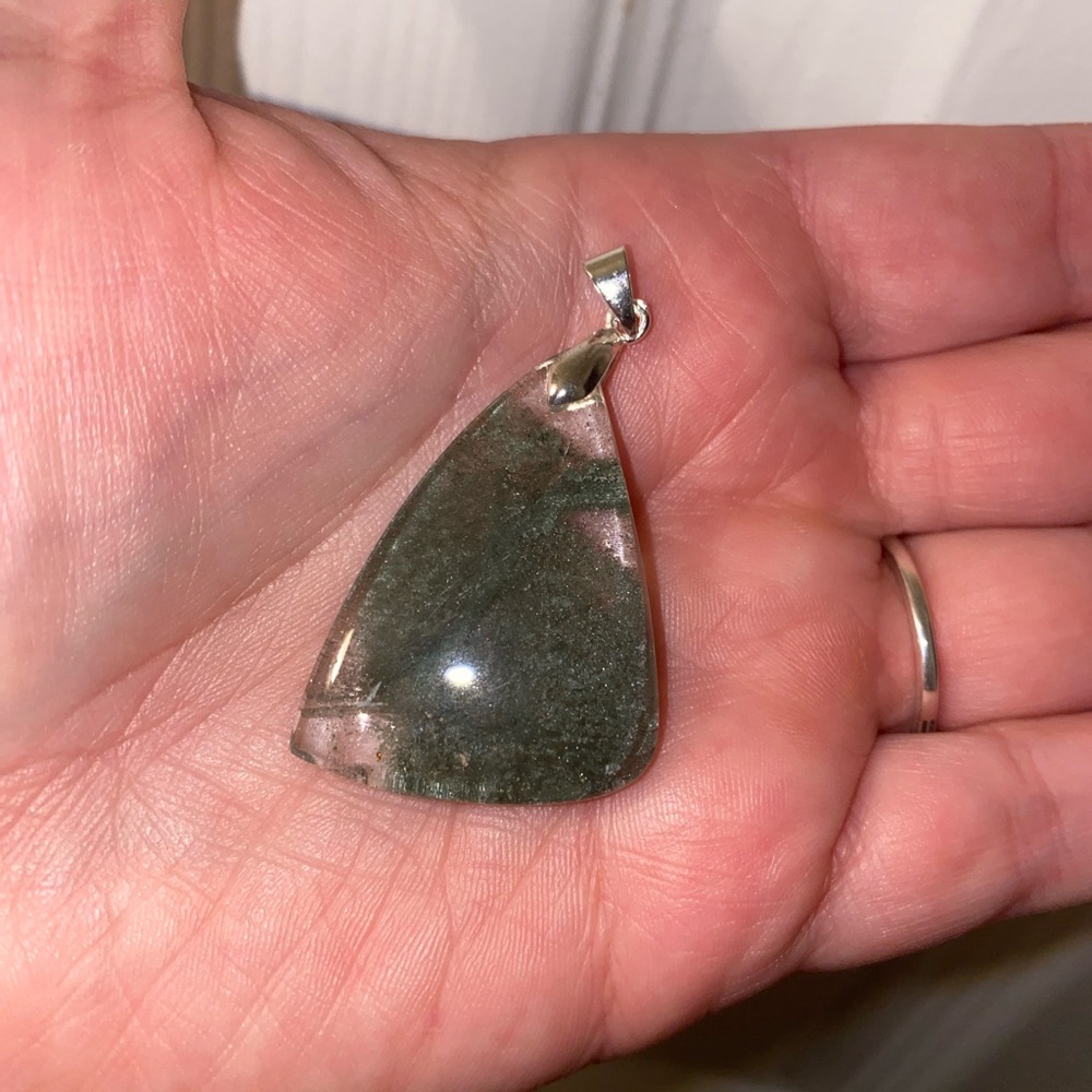 Elegant Dark Green Garden Quartz Teardrop Pendant